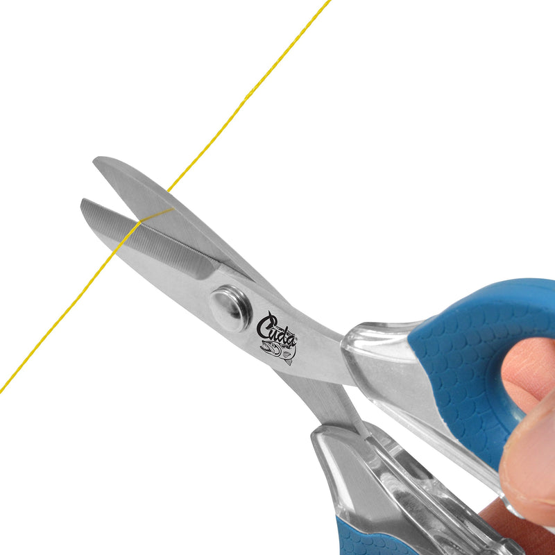 CUDA 5.5" Large Braid Shear | Durable Fishing Braid, Mono & Fluorocarbon Cutter for Saltwater & Freshwater with Dual Serrated Blades & Oversized Non-Slip Comfort Bows