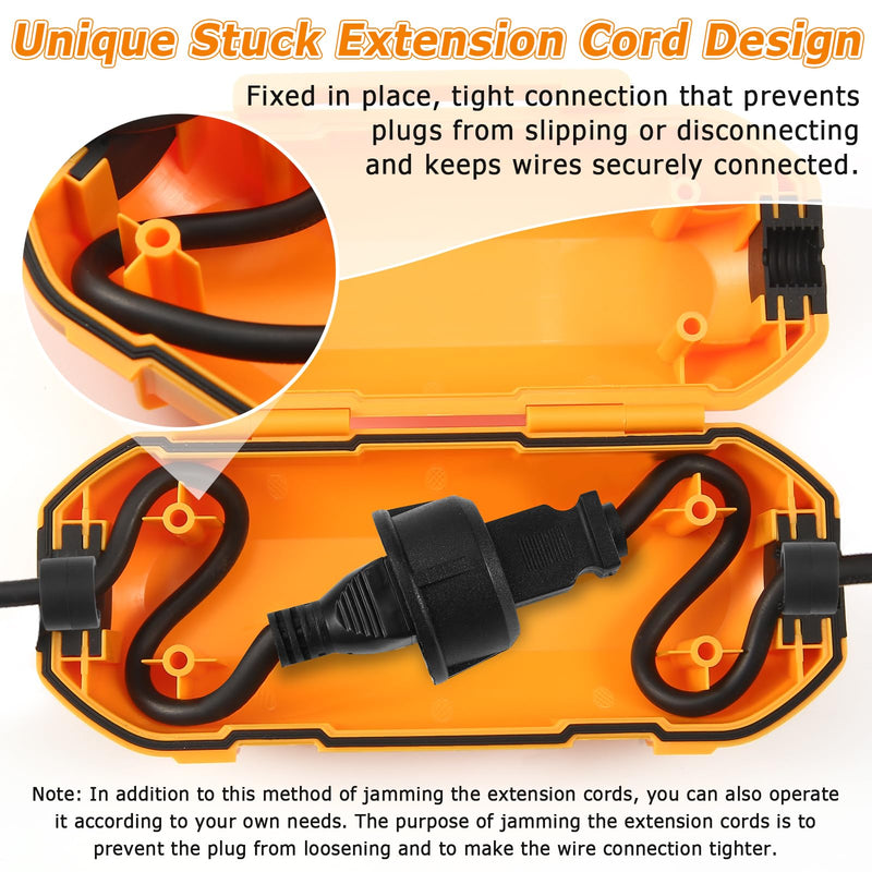 2 Pack Extension Cord Cover Waterproof,Ip54,Stuck Extension Cord Design,Ideas to Protect Holiday Lights and Electrical Tool Cord Connection,Orange Orange
