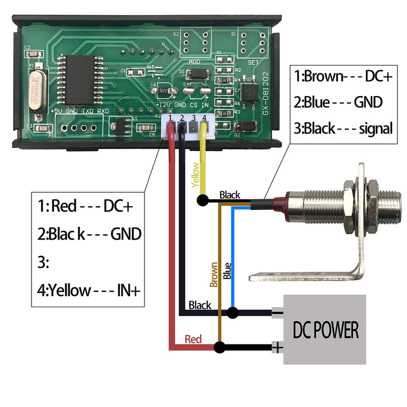 DIGITEN 4 Digital Red LED Tachometer RPM Speed Meter + Hall Proximity Switch Magnet Sensor NPN + Sensor Mounting Holder for Lathe Conveyor Belt