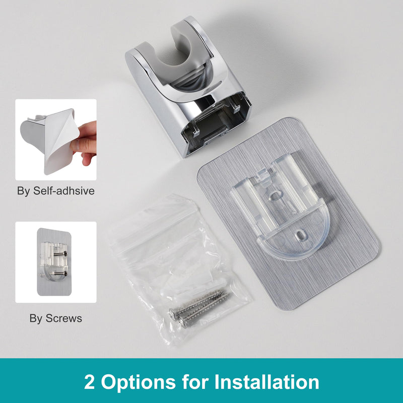 Strong Adhesive and Waterproof Shower Head Holder for Handheld Showerhead Adjustable No Drilling Wall Mount Bracket for RV Kids Bathroom Shower,Fix Firmly and Use Conveniently 1 Silver