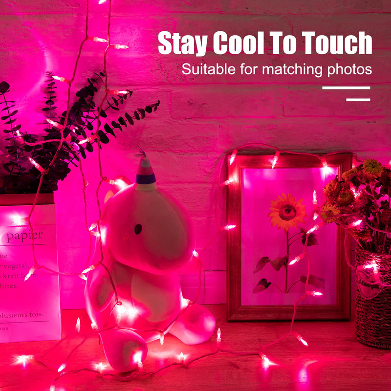 Pink Mini Christmas Lights - 39 Feet 100 LED Fairy String Lights with 8 Lighting Modes Waterproof Connectable for Indoor Outdoor Xmas Tree Garland Wreath Holiday Valentine's Day Decoration Pink 100 LEDs