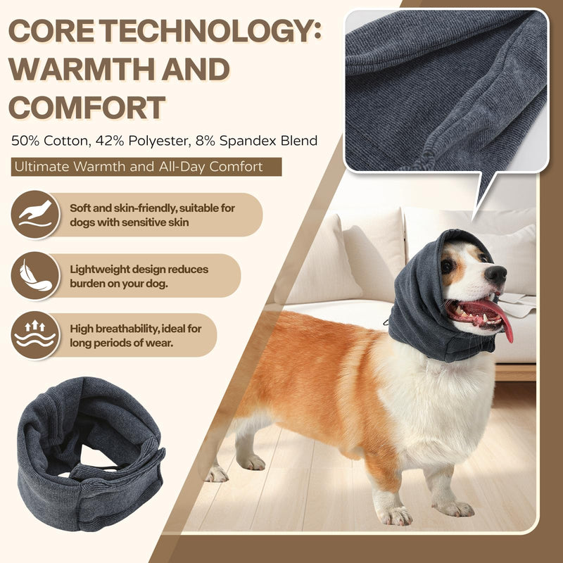 Dog Head Ear Warp Relief Ear Muffs Noise Protection L-Head Circle(17.7"~23.6") Dark Grey