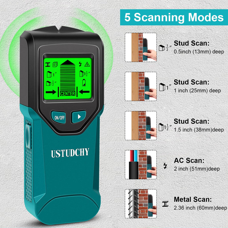 Stud Finder - 5 in 1 Electronic Stud Finder Wall Scanner, Stud Sensor with Digital LCD Display & Intelligent Smart Chip, Beam Finders Wall Detector for Wood AC Wire Metal Studs Joist (‎Peacock Blue) ‎peacock Blue