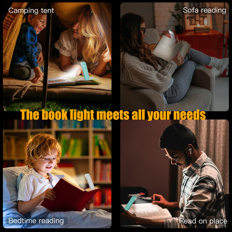 KunHe 4 Pack USB Rechargeable Reading Book Lights for Reading at Night Book Light Reading Accessories Kids Clip on Book Lamp Kids Book Lovers Stocking Stuffers Christmas Gift