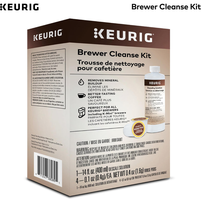 Keurig Brewer Cleanse Kit For Maintenance Includes Descaling Solution & Rinse Pods, Compatible with Keurig Classic/1.0 & 2.0 K-Cup Pod Coffee Makers, 4 Count