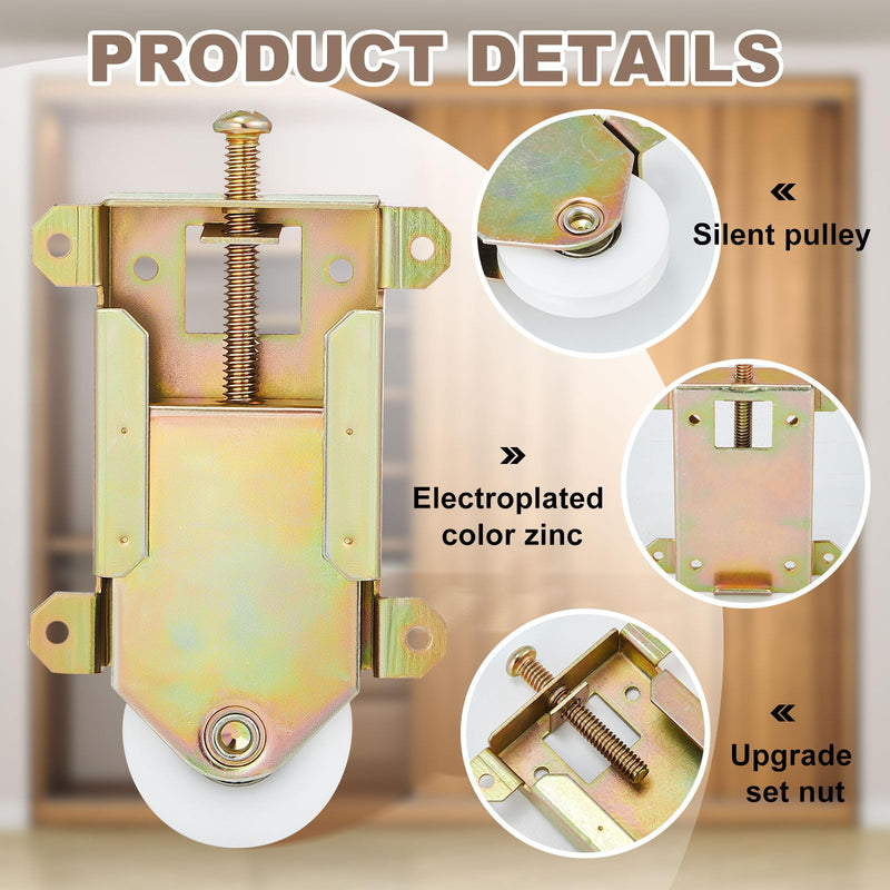 Therwen 4 Pcs 2-5/16 Inch Sliding Mirror Closet Door Roller Wheels Replacement Assembly 1-1/2 Inch Nylon Concaved Ball Bearing Wheels, Sliding Glass Screen Door Hardware Fits 2-5/16"