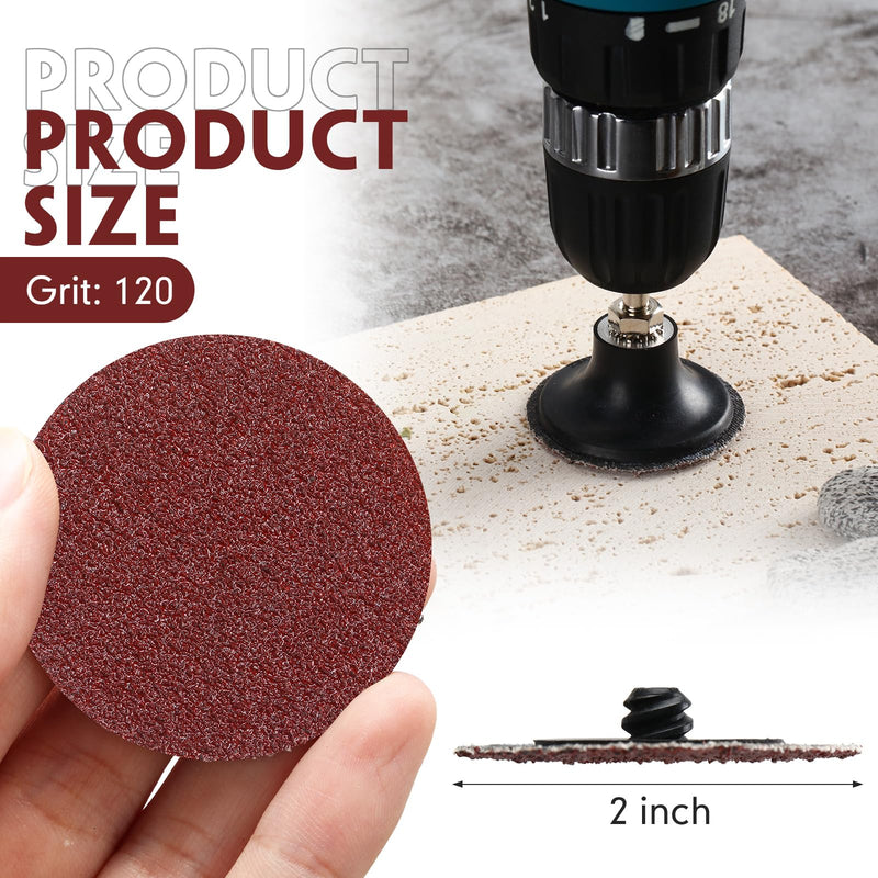 Newwiee 150 Pieces 2 Inch Sanding Discs 120 Grit Die Grinder Sanding Disc for Surface Prep Strip Grind Polish Finish Burr Rust Paint Removal Red