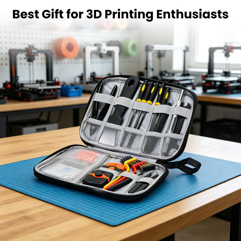 52 PCS Printer Accessories Tool Kit for 3D Printer, Compatible with FDM SLA Printing Machine, Includes Scraper, Tweezers, Nozzle Cleaning Needles, Deburring Tool, Flush Cutters for Beginner Printing | Complete set of accessories