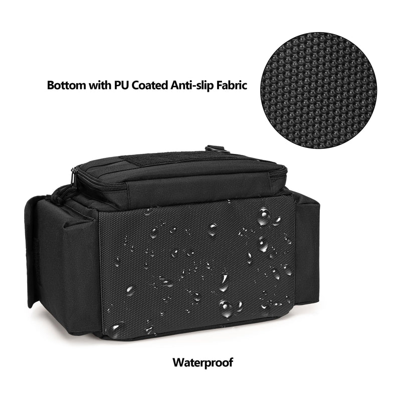 Small Tool Bag with Anti-friction and Thick Padded Bottom, Tool Storage Organizer for Men, Tactical Bag, Range Bag, Multi-functional Work Bag for Repairman, Electrician, Carpenters, Handyman Black