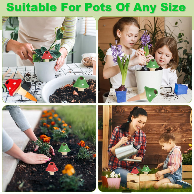 Terracotta Self Watering Devices Premium Self Watering Spikes Upgraded Planter Insert Device Irrigation Dripper Professional Garden Automatic Plant Accessories 4 Packs (Colorful Mushroom2.0) Colorful Mushroom2.0