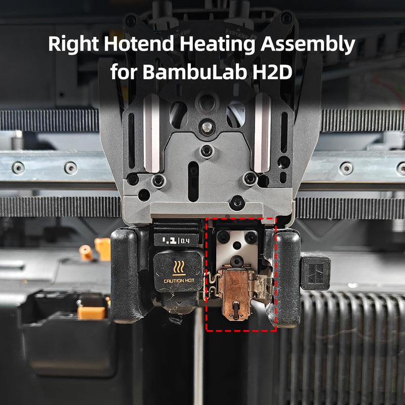 Right Hotend Heating Assembly for BambuLab H2D 3D Printer Accessories: Quick-Change Replacement with Ceramic Heater Thermistor and Mounting Base Clip