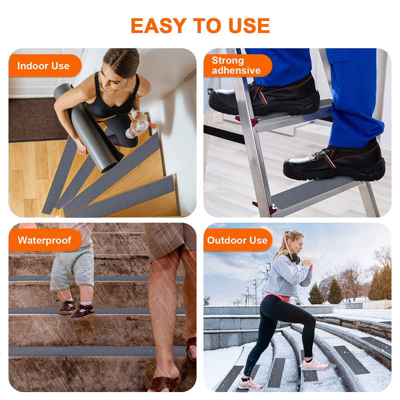 Qingluan Grip Tape, Heavy Duty Anti Slip Tape for Stairs Outdoor/Indoor Waterproof 1" x 65 ft, Safety Non-Slip Roll for Stair Step Traction Treads Stair Non Slip Strips Grey 1 Inch x 65 Feet