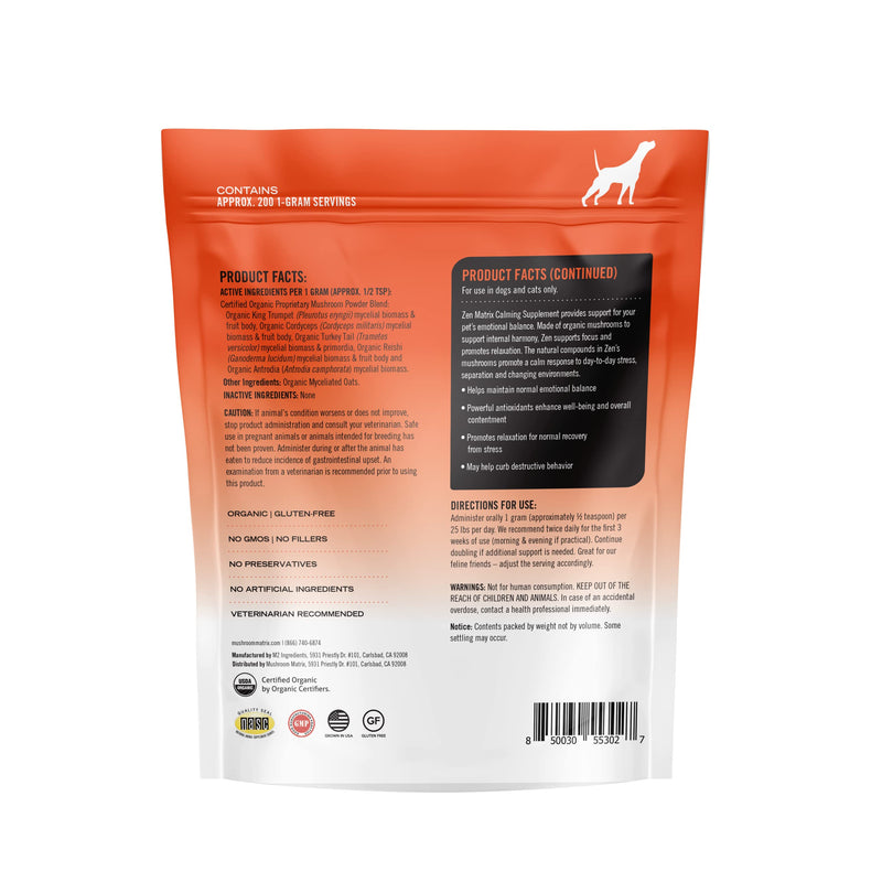 Om Mushroom Matrix Skin & Coat Mushroom Pet Supplement, Provides Seasonal Allergy Skin & Coat Support for Dogs & Cats, 200 Grams, 7.1 oz 200 gram pouch - PawsPlanet Australia