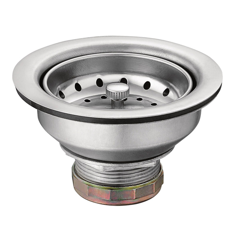 Moen Kitchen Sink Stainless Steel Basket Strainer with Drain Assembly, 3-1/2 Inch Sink Drain Stopper Plug, 22036 1 Count (Pack of 1)