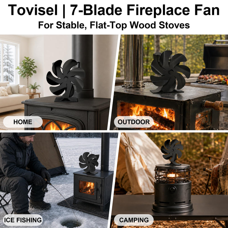 Wood Stove Fan, 2026 Upgraded 7-Blade Heat Powered Fireplace Fan