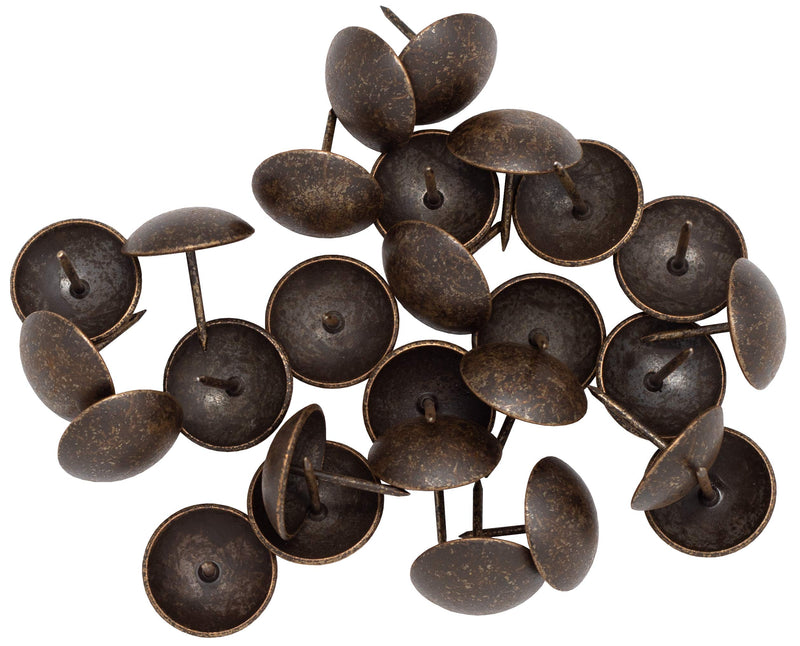 Premium Upholstery Tacks, 1-inch Diameter Nailhead Pins, Large Decorative Trim for Furniture (50, Dark Antique Brass) 50