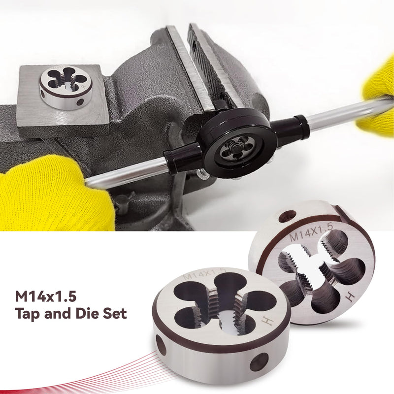 M14 X 1.5 Tap and Die Set, Metric M14 x 1.5mm High Speed Steel Machine Tap and Die Set. Right Hand Thread Tap and Round Thread Die (M14 x 1.5mm)