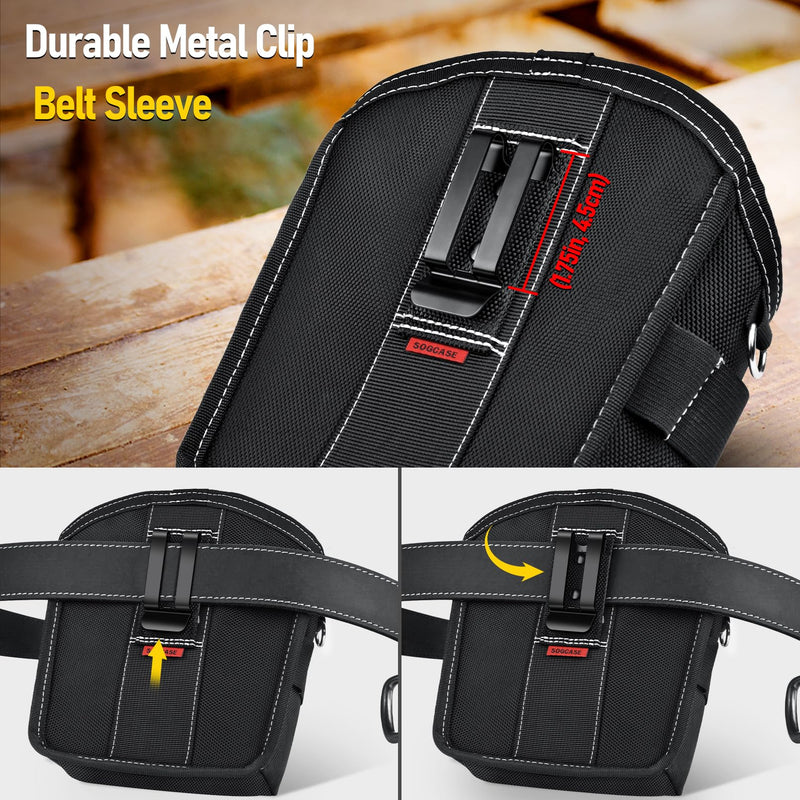 Tool Pouch Nails Screws Bag with Belt Clip (XL, Black) XL - Black