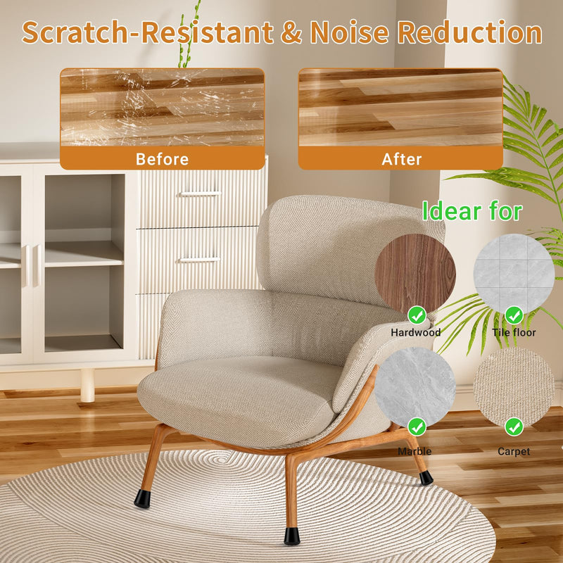 24 PCS Silicone Chair Leg Floor Protectors Extra Small(0.6"-0.8") Rubber Felt Furniture Pads Chair Legs Caps/Covers for Hardwood Floors, Tile from Scratches & Reduce Noise - Round, Black 24PCS-Black X-Small(0.6"-0.8")