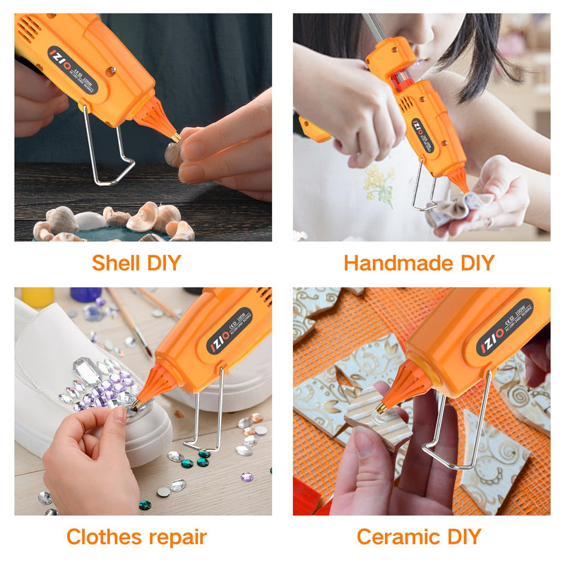 IZIO hot glue gun and sticks set with 21 glue sticks(7/16"), storage pouch, copper nozzle,Equipped with anti scalding mouth, safe switch, ergonomic grip, lightweight for diy projects, home repairs. Pink