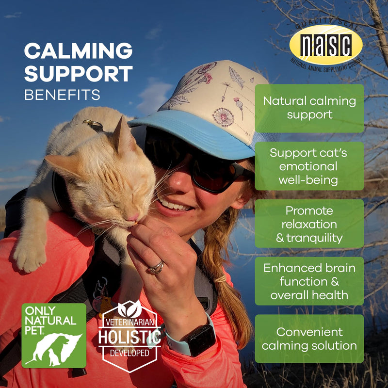 Only Natural Pet Calming Hemp Soft Chews - Relaxation Composure Sedative Tranquilizer Treats for Cat Stress Reduction w/Soothing Botanicals Supports Sleep Aid Quiet Travel Chill Vet Visit - 60 Count - PawsPlanet Australia