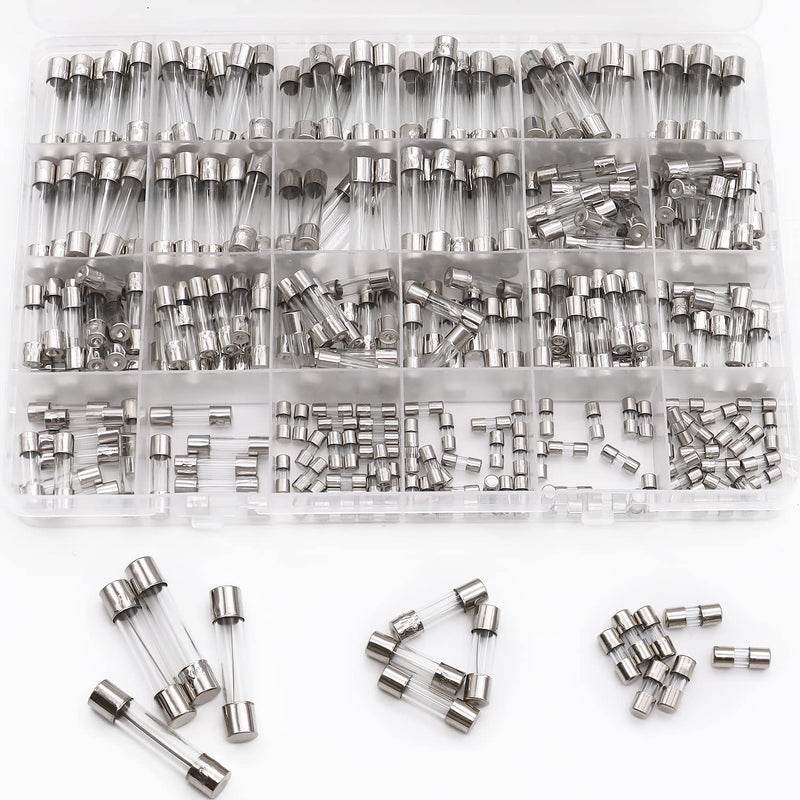 275Pcs Christmas Light Fuses 24 Values Fast Blow Glass Fuses Assortment Kit 125V 1A 3A 5A 7A 8A 5x20mm,125V 1A 2.5A 3A 5A 3.6X10mm,250V 0.5A 1A 2A 3A 5A 6A 8A 10A 15A 20A 5x20mm 6x30mm 275PCS