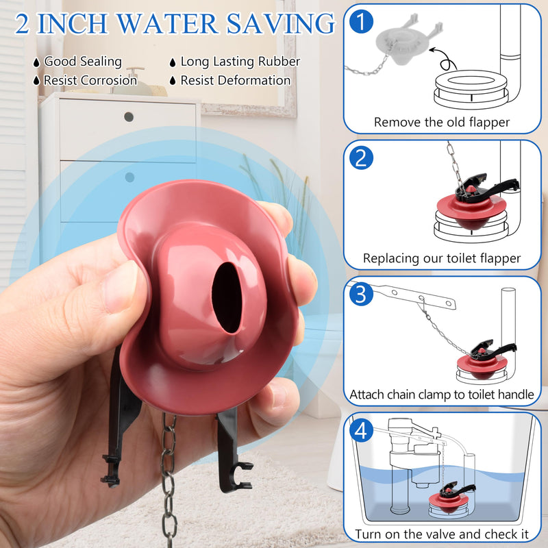 Fayoo Universal Toilet Tank Replacement Repair Kit Include Toilet Fill Valve, 2 Inch Rubber Toilet Flapper, Front Mount Toilet Flush Brass Handle, 1 Pair of Work Gloves, 2 Adapter Pipe Fittings
