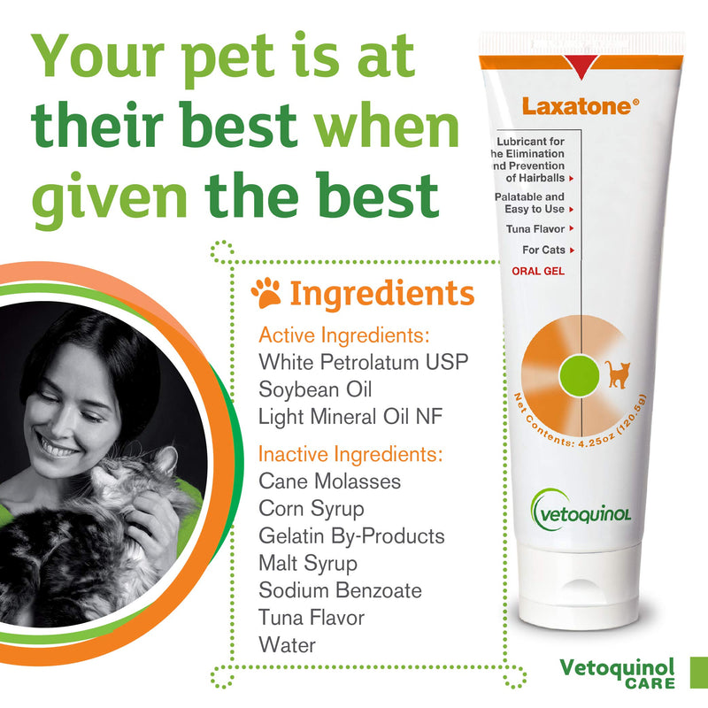 Vetoquinol Laxatone: Oral Hairball Lubricant Gel for Cats – Tuna-Flavored, 4.25 oz - PawsPlanet Australia