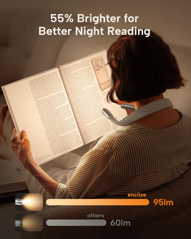 LED Neck Reading Light, Book Light for Reading in Bed, 3 Colors, 9 Brightness Levels, Lightweight Comfortable Design, Long Lasting, Perfect for Knitting,Crafting,Camping,Gray 1-Gray