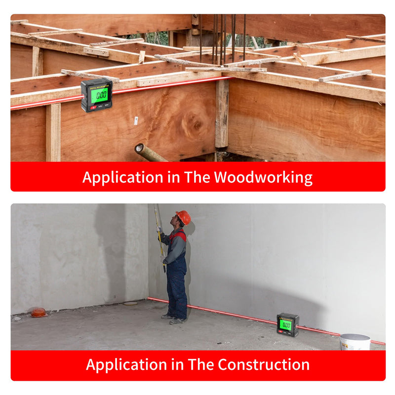 Digital Level Box Construction Protractor Range 4 × 90° Resolution 0.05° Angle Finder Gauge Inclinometer with 4PCS Magnets and Infrared Rays for Construction,Woodworking,Building and etc.