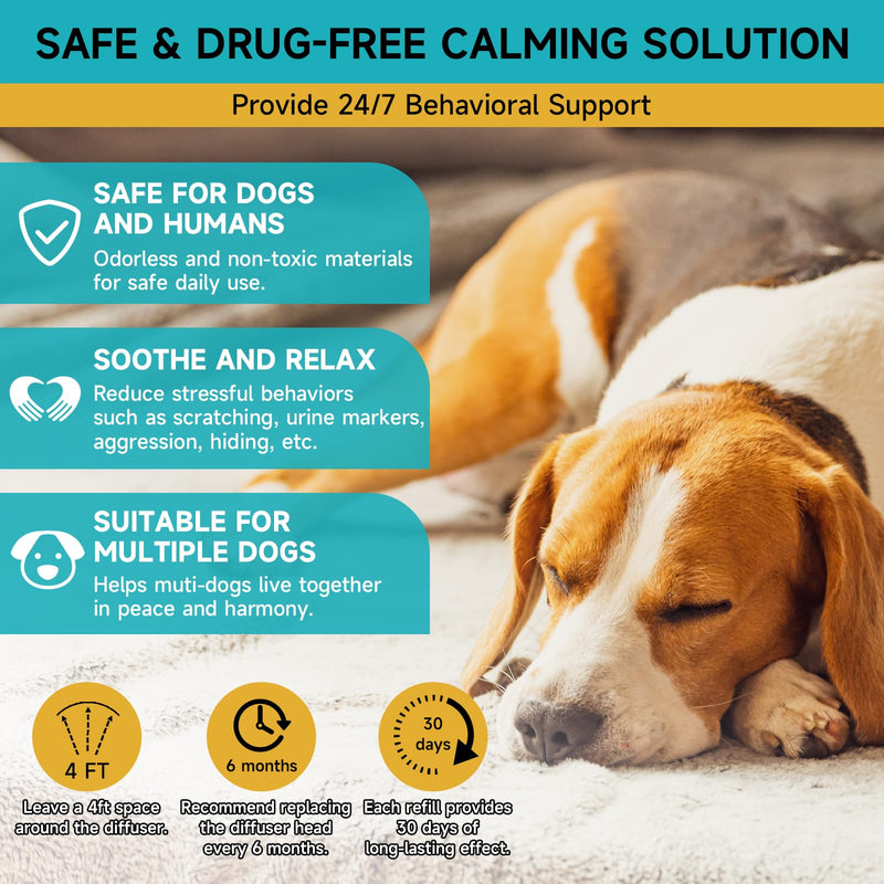 Woyamay Dog Calming Diffuser Refills - Dog Pheromones Calming Diffuser for Dogs Relieve Anxiety & Stress, 2-Month Supply Dog Pheromone Diffuser Refills (Fits All Common Diffuser Heads) 2 Refills