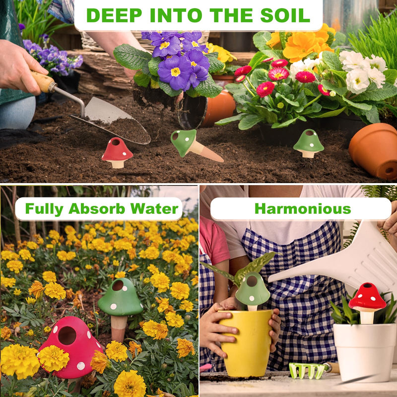Terracotta Self Watering Devices Premium Self Watering Spikes Upgraded Planter Insert Device Irrigation Dripper Professional Garden Automatic Plant Accessories 4 Packs (Colorful Mushroom2.0) Colorful Mushroom2.0