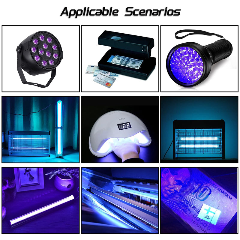 10PCS 3535 UV LED Chip,Purple Light 0.2W Surface Mount Light Emitting Diode Lamp Beads DIY Lighting (180 Degrees,Dual-Wavelength 270nm-285nm/395nm-400nm)