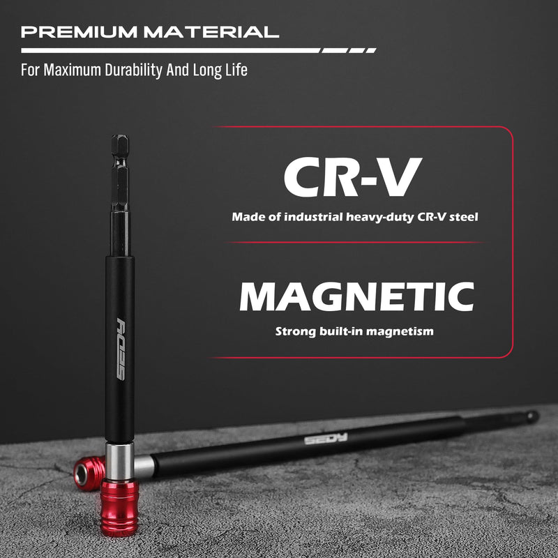 Magnetic Screwdriver Bit Holder Set: 2-Piece 1/4 Inch Hex Shank Quick Release Extension Adapter | Super Straight Durable CR-V Steel | Universal Fit for Impact Driver Bits | 6", 12" Long 2 Pieces
