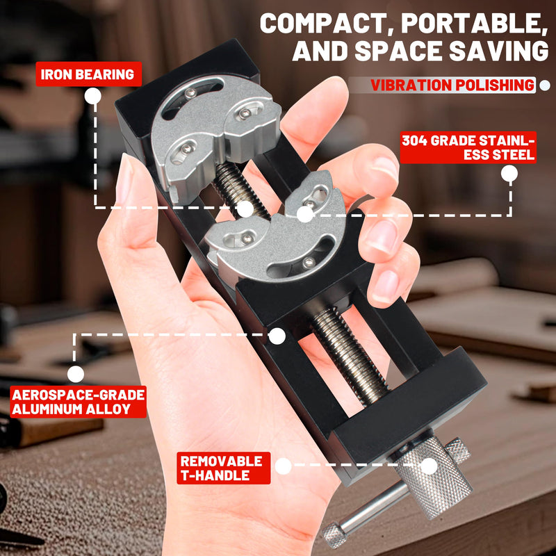 CNCTOPBAOS Mini Fractal Vise Smart Bench Vice, Multi-Shape Self-Adjusting 2.44" Jaw Opening Drill Press Clamp, Heavy Duty Aluminum Alloy for DIY Crafts, Woodworking, Jewelry Making, Modeling, Repair