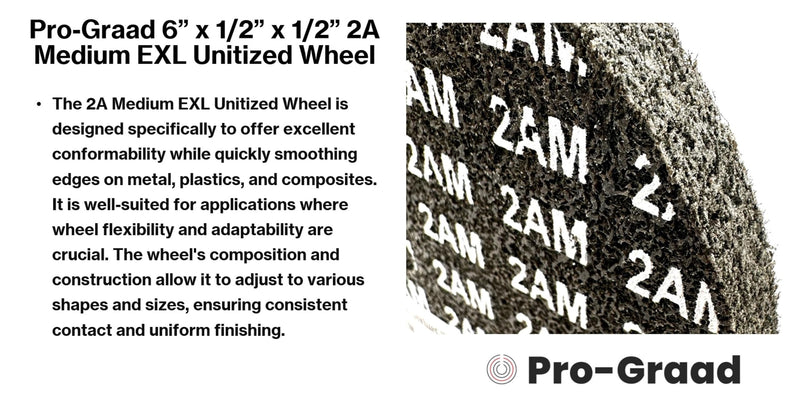 EXL Unitized Wheel, Aluminum Oxide, 6" Diameter x 1/2" Wide x 1/2" Arbor, 2A Medium | 15534 | (Pack of 1) 6" x 1/2" x 1/2"