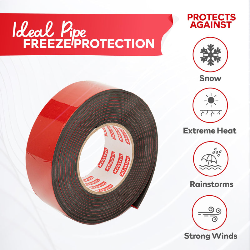 XFasten Foam Pipe Insulation Tape 2 Inch x 15 Feet Heavy-Duty AC Line Insulation Outdoor Pipe Wrap Tape AC Pipe Insulation Outdoor Pipe Insulation Wrap Tape HVAC Line Insulation Pipe Wrap Around Tape
