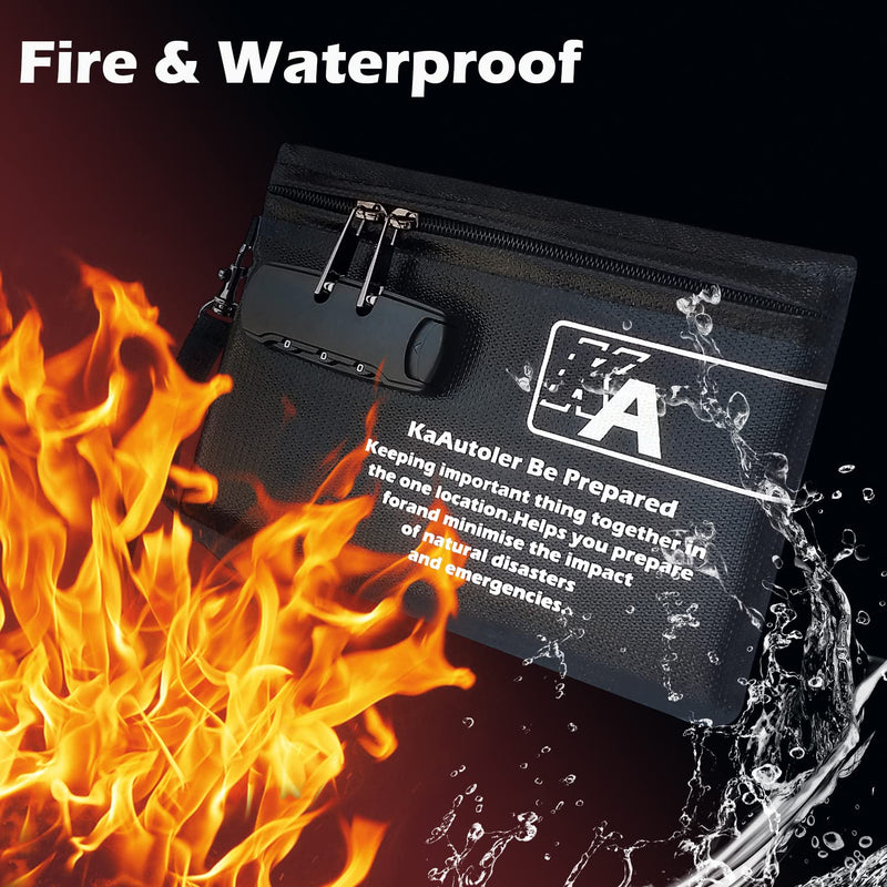 Small Fireproof Bagwith Lock,KaAutoler Fireproof, Waterproof Money Bag, with Zipper Fireproof Safe Box Money Pouch Envelope Container for Cash, for Keys, Cash, Jewelry and Other Valuables 8"*5.5"