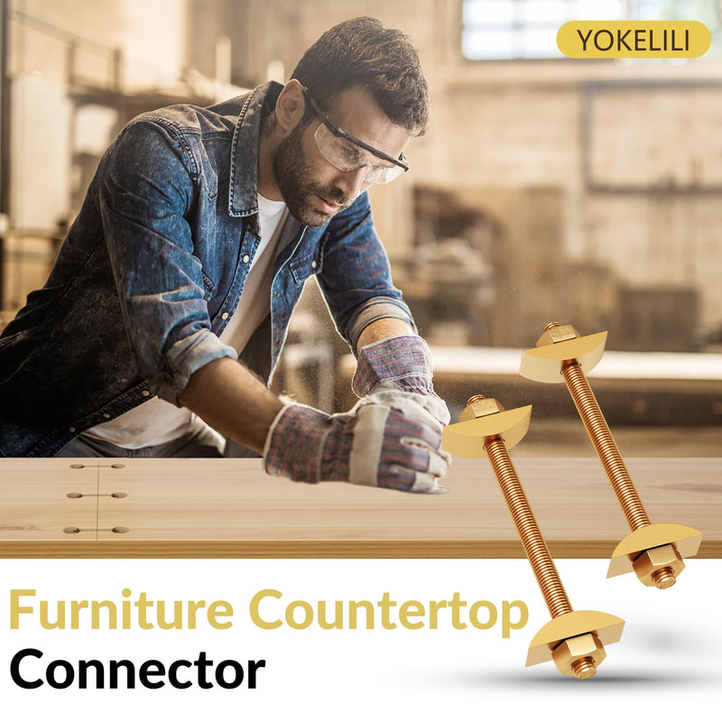 Countertop Connector Bolts, M8x100mm Countertop Joint Fasteners, Furniture Fastening Connectors, Drawbolt/Bed/Butcher Block Joint Connector Kit, Miter Draw Bolt Countertop Flip Connector, 6Pcs 6