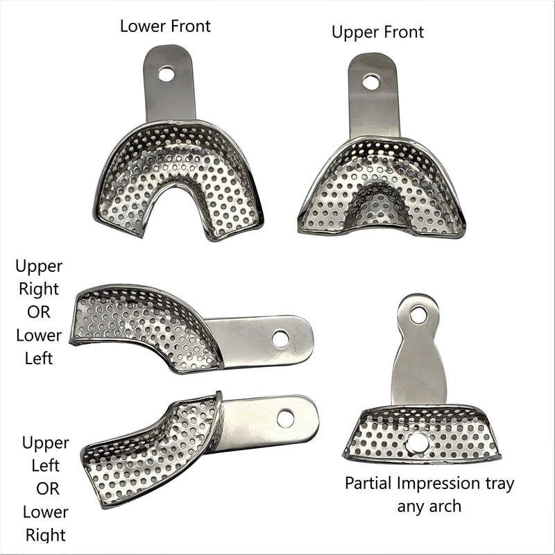 Partial Dental Impression Trays Set of 5 ARTMAN Brand