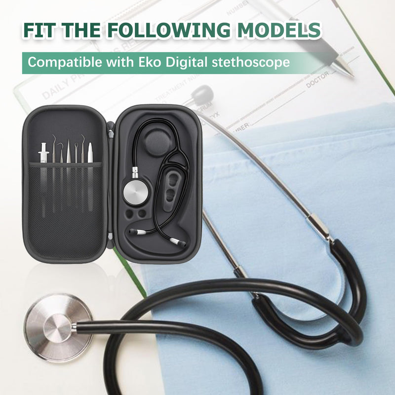 1 Pack Digital Stethoscope Case - 13.19x7.48x1.77 Inches Large Carrying Case, Fits Digital/Cardiology Stethoscopes (Black)