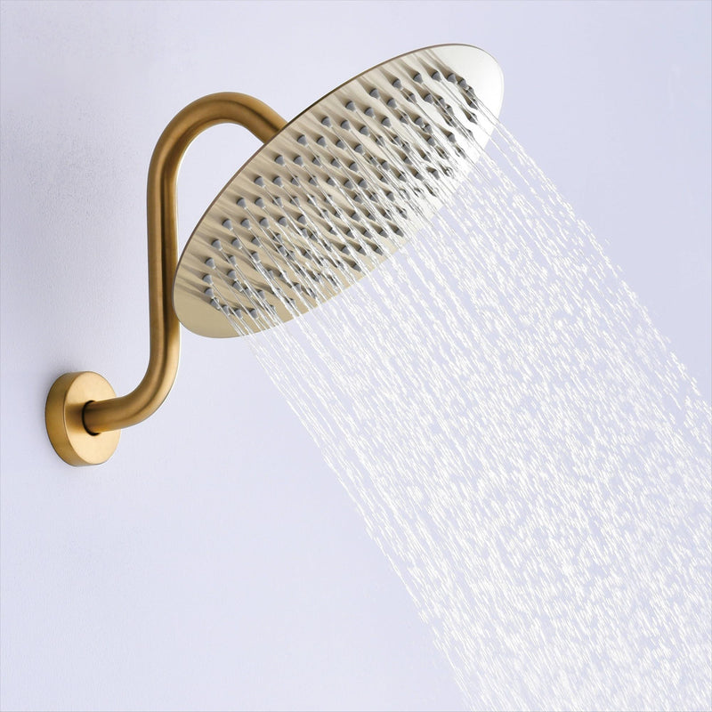 8 Inches S-shape Wall Mount Shower Arm and Flange, Champagne Bronze 8 inch