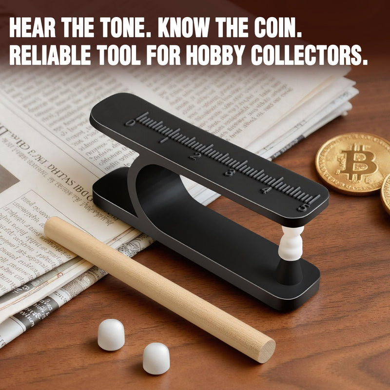 Portable Coin Ping Tester for Authenticity Check – Clear Sound & Size Comparison Tool, Easy to Use, Black