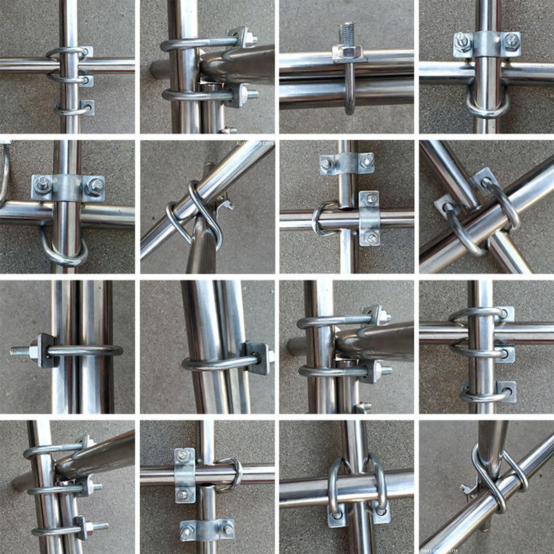 6 Pcs Cross-Connector Pipe Clip Galvanized Steel Cross Pipe Clamp Cross Tube Buckle Fits Pipes OD 2" and 2" - Dependable Stability Guaranteed! 6pcs 2"-2"