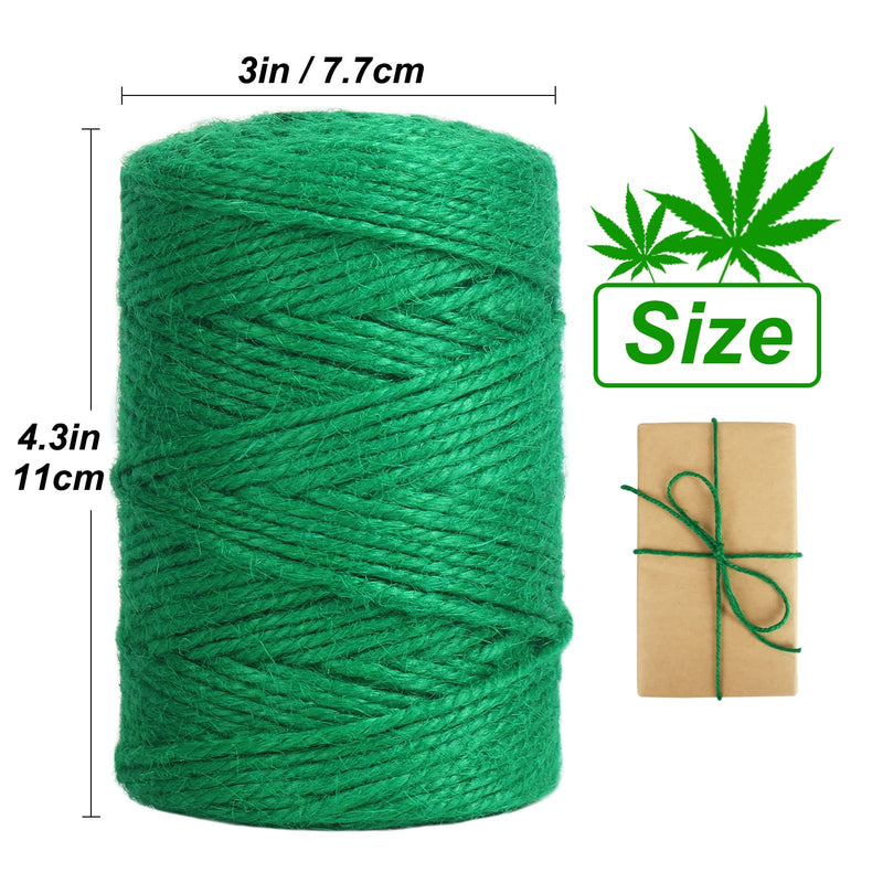 Vivifying Garden Twine, 328 Feet 3mm Green Plant Ties, Strong Jute Twine String for Climbing Plants, Tomatoes, Crafts and Decoration