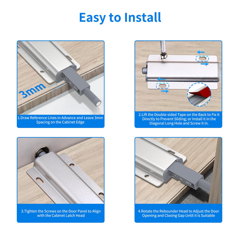 9 Pcs Magnetic Push Latch Catch for Cabinet Door, Push to Open Door Latch, Heavy Duty Cabinet Magnetic Catch for Cabinet Drawer Door Press Out Closure Cabinet Hardware 9 Pcs Single Magnetic Push Latch