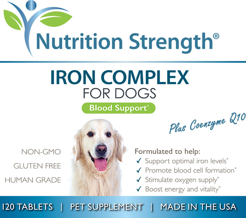 Iron for Dogs with Anemia to Support Blood Health, Blood Cell Formation & Oxygen Supply, Iron Supplement for Anemic Dogs + Vitamin C, Folate, Vitamin B12, 120 Chewable Tablets - PawsPlanet Australia