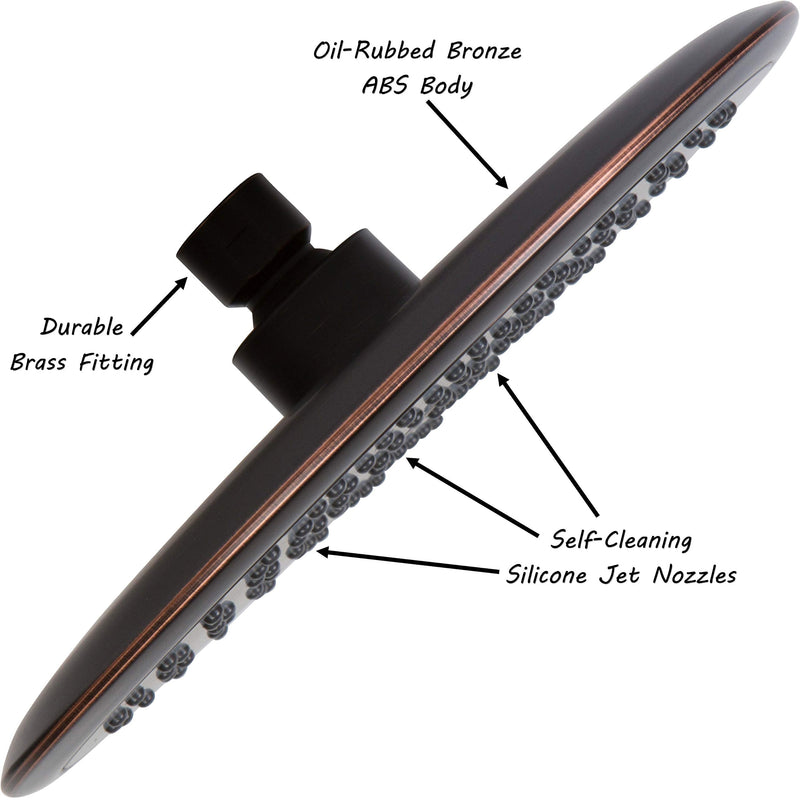 Waterfall Showerhead - 9 Inch Large Overhead Rain Shower Head - High Flow Best With Extension Arm, 2.5 GPM - Oil-Rubbed Bronze Oil Rubbed Bronze 2.5 GPM Standard