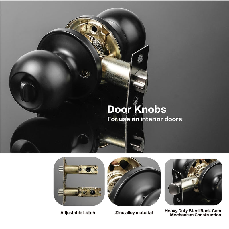Exterior Door Lock Set with Deadbolt, Single Cylinder Deadbolt Lock and Door Knob Set, Keyed Alike Door Locks for Front Door,Matte Black Door Knob and Deadbolt Set(2Pack Set) 2 Pack Matte Black
