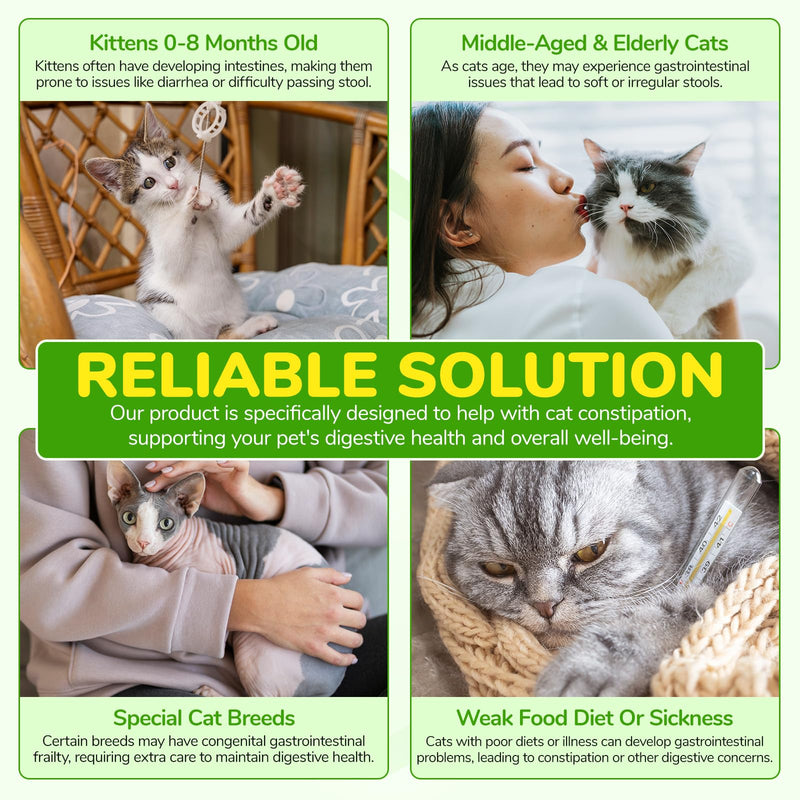 Constipation Relief for Cats, 60ml Cat Constipation Treatment, Cat Probiotic Supplements with 6 Probiotics, Promotes Kitten Digestive Health, Pet Antibiotics for Allergy Relief